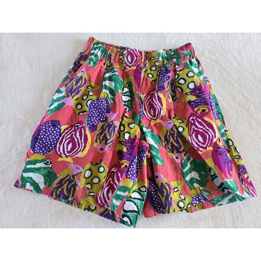 Women’s Colorful Printed Bermuda Shorts - Pink Multicolor